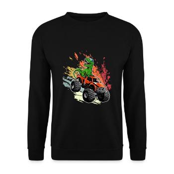 Monster Truck T-Rex Dinosaure Monster Truck Voiture - Sweat-shirt Unisexe - noir - Devant - Alina (178cm) & Michal (187cm)