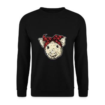 Pig With Bandana Pigs Farmer Funny Farming - Unisex Sweatshirt - black - Front - Alina (178cm) & Michal (187cm)