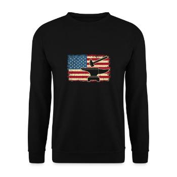 US Flag Patriotic American Blacksmith Hammer - Unisex Sweatshirt - black - Front - Alina (178cm) & Michal (187cm)