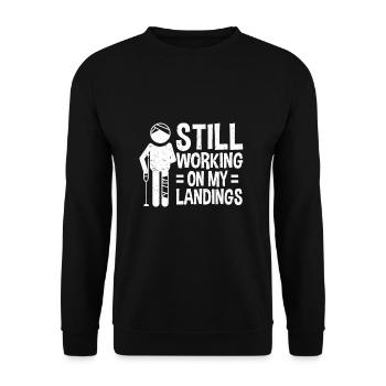 Still Working On My Landings Get Well Broken Leg - Unisex Sweatshirt - black - Front - Alina (178cm) & Michal (187cm)
