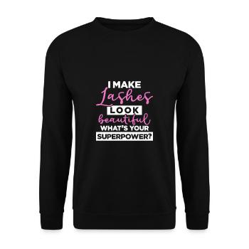 Cosmétologue Lash Artist Quel est votre superpouvoir - Sweat-shirt Unisexe - noir - Devant - Alina (178cm) & Michal (187cm)