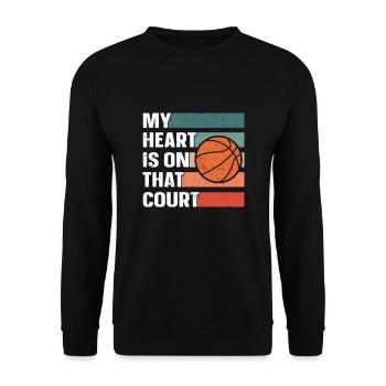 Mon cœur est sur le terrain Basketball Mama Père - Sweat-shirt Unisexe - noir - Devant - Alina (178cm) & Michal (187cm)