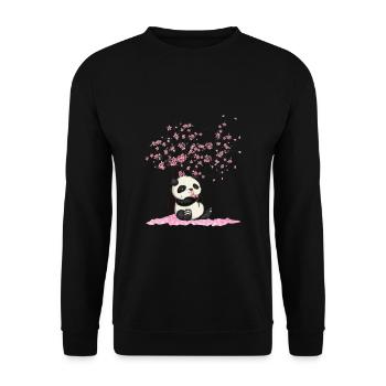 Japanische Kirschblüte Panda Pandabär Japan Blüte - Unisex Pullover - Schwarz - Vorne - Alina (178cm) & Michal (187cm)