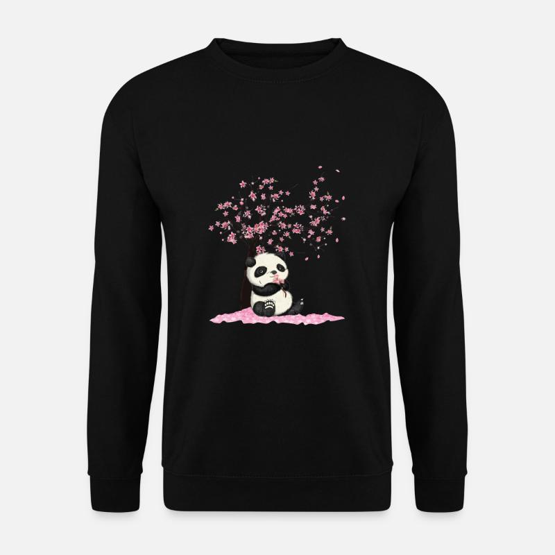Japanische Kirschblüte Panda Pandabär Japan Blüte - Unisex Pullover - Schwarz