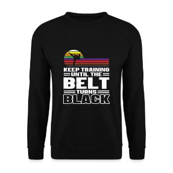 Continuez à vous entraîner jusqu’à ce que la ceinture devienne noire karaté - Sweat-shirt Unisexe - noir - Devant - Alina (178cm) & Michal (187cm)
