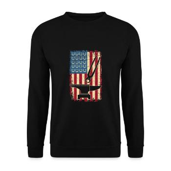 Metallschmied Hufschmied Handwerker Amerika USA - Unisex Pullover - Schwarz - Vorne - Alina (178cm) & Michal (187cm)