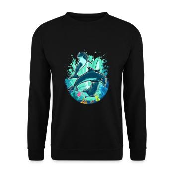 Save The Ocean Marine Protection Biology Dolphin - Unisex Sweatshirt - black - Front - Alina (178cm) & Michal (187cm)