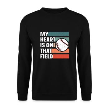 My Heart Is On That Field For Baseball Dad Mom - Unisex Sweatshirt - black - Front - Alina (178cm) & Michal (187cm)