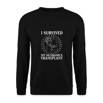 Kidney Recipient I Survived My Husbands Transplant - Unisex Sweatshirt - black - Front - Alina (178cm) & Michal (187cm)
