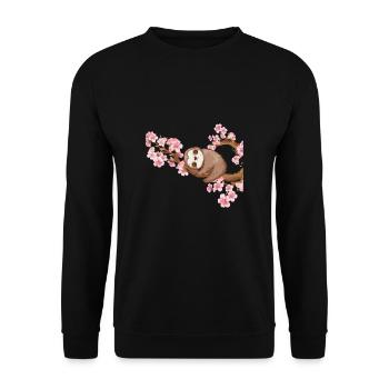 Faultier Kirschblüte Japan Liebhaber Kirschbaum - Unisex Pullover - Schwarz - Vorne - Alina (178cm) & Michal (187cm)