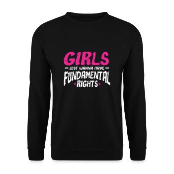 Girls Just Wanne Have Frauenrechte Feminismus - Unisex Pullover - Schwarz - Vorne - Alina (178cm) & Michal (187cm)