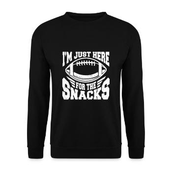 I'm Just Here For The Snacks American Football - Unisex Pullover - Schwarz - Vorne - Alina (178cm) & Michal (187cm)
