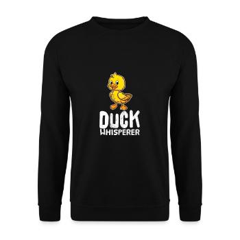 Funny Duck Lover Duck Whisperer - Unisex Sweatshirt - black - Front - Alina (178cm) & Michal (187cm)