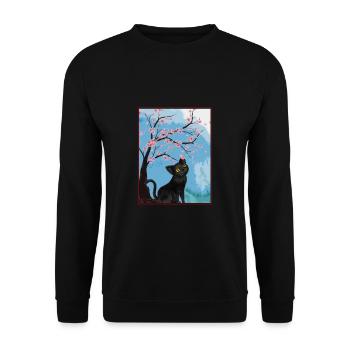 Katzenliebhaber Kirschblüte Japan Kirschbaum - Unisex Pullover - Schwarz - Vorne - Alina (178cm) & Michal (187cm)