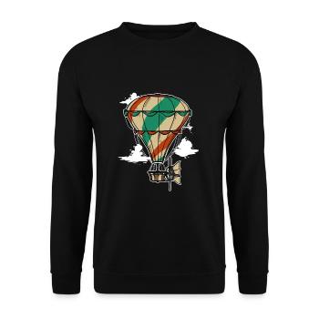 Heißluftballon Zeppelin Ballon Fliegen Pilot - Unisex Pullover - Schwarz - Vorne - Alina (178cm) & Michal (187cm)