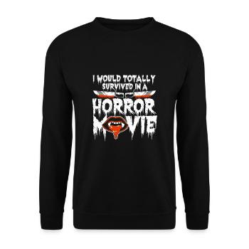 I Would Totally Survive In A Horror Movie - Unisex Sweatshirt - black - Front - Alina (178cm) & Michal (187cm)