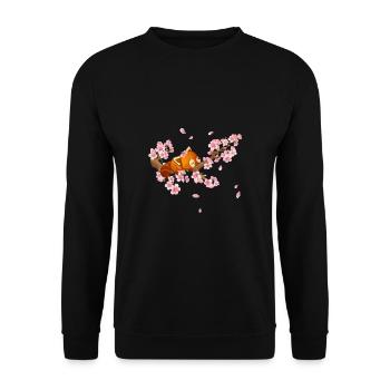 Sweet Little Panda Red Panda Japon Fleur de cerisier - Sweat-shirt Unisexe - noir - Devant - Alina (178cm) & Michal (187cm)
