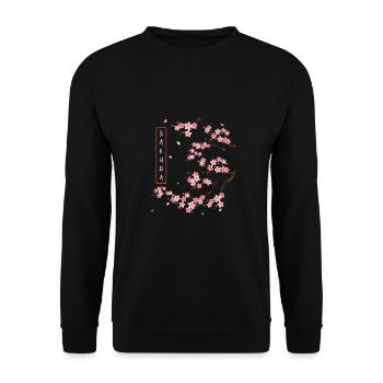 Kirschblüte Japanische Kunst Japan Sakura - Unisex Pullover - Schwarz - Vorne - Alina (178cm) & Michal (187cm)