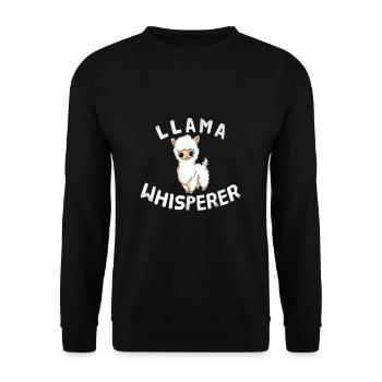 Llama Whisperer Lama Flüsterer Alpaka Lamas - Unisex Pullover - Schwarz - Vorne - Alina (178cm) & Michal (187cm)