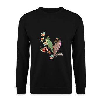 Cherry Blossom Japanese Art Birds On Peach Tree - Unisex Sweatshirt - black - Front - Alina (178cm) & Michal (187cm)
