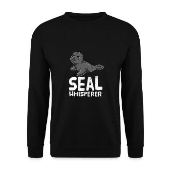 Funny Seal Lover Seal Whisperer - Unisex Sweatshirt - black - Front - Alina (178cm) & Michal (187cm)