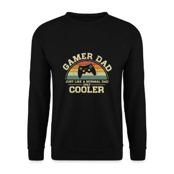 Gaming Dad Normaler Vater Nur Cooler Papa - Unisex Pullover - Schwarz - Vorne - Alina (178cm) & Michal (187cm)