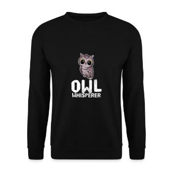 Funny Owl Lover Owl Whisperer - Unisex Sweatshirt - black - Front - Alina (178cm) & Michal (187cm)