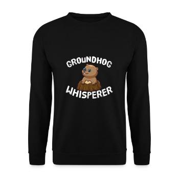 Funny Groundhog Lover Groundhog Whisperer - Unisex Sweatshirt - black - Front - Alina (178cm) & Michal (187cm)