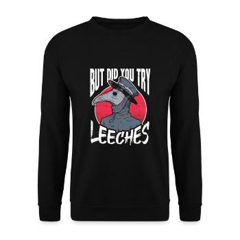 Doktor Arzt Sprüche Blutegel Therapie Seuchenarzt - Unisex Pullover - Schwarz - Vorne - Alina (178cm) & Michal (187cm)