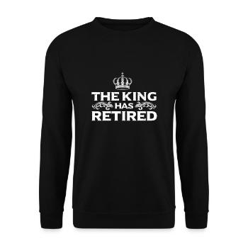 Der König Geht In Rente Rentner Ruhestand Papa Opa - Unisex Pullover - Schwarz - Vorne - Alina (178cm) & Michal (187cm)