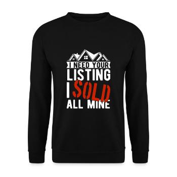 Agent immobilier Courtier Courtier Maison Vendeur - Sweat-shirt Unisexe - noir - Devant - Alina (178cm) & Michal (187cm)