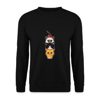 Scoop Crème glacée Chat Ice Cat Lover - Sweat-shirt Unisexe - noir - Devant - Alina (178cm) & Michal (187cm)