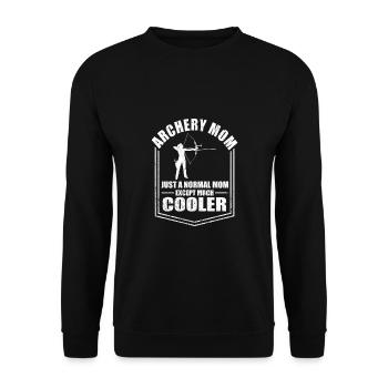 Bogenschießen Mom Lustige Mutter Sprüche Muttertag - Unisex Pullover - Schwarz - Vorne - Alina (178cm) & Michal (187cm)