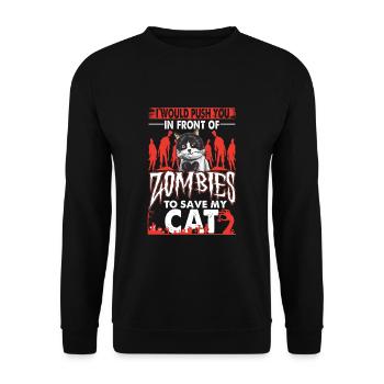 Dictons drôles d’amoureux des chats zombies - Sweat-shirt Unisexe - noir - Devant - Alina (178cm) & Michal (187cm)