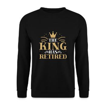 Der König Geht In Rente Rentner Ruhestand Papa Opa - Unisex Pullover - Schwarz - Vorne - Alina (178cm) & Michal (187cm)