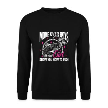 Pêcheur Pêcheur Poisson Canne à pêche Sarcasme Dictons - Sweat-shirt Unisexe - noir - Devant - Alina (178cm) & Michal (187cm)