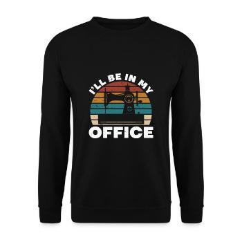 Retro Sew I'll Be In My Office Tailors Sewers - Unisex Sweatshirt - black - Front - Alina (178cm) & Michal (187cm)