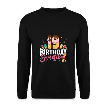 19. Geburtstag Happy Birthday Eiscreme Liebhaber - Unisex Pullover - Schwarz - Vorne - Alina (178cm) & Michal (187cm)