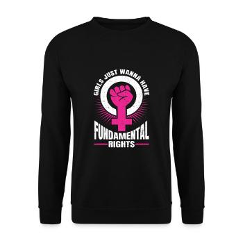 Girl Just Wanne Have Frauenrechte Grundrechte Frau - Unisex Pullover - Schwarz - Vorne - Alina (178cm) & Michal (187cm)