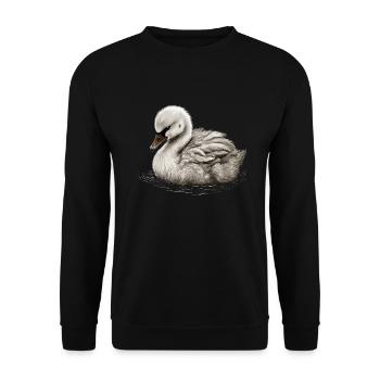 Bébé cygne Oiseau Poussin - Sweat-shirt Unisexe - noir - Devant - Alina (178cm) & Michal (187cm)