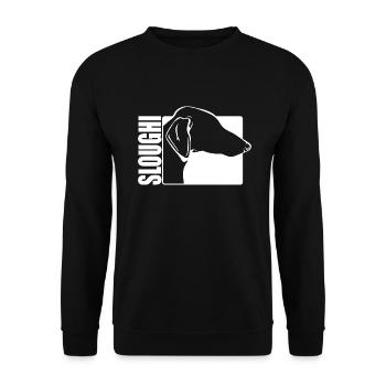 Sloughi Profil Hunde Hund Windhunde Wilsigns - Unisex Pullover - Schwarz - Vorne - Alina (178cm) & Michal (187cm)