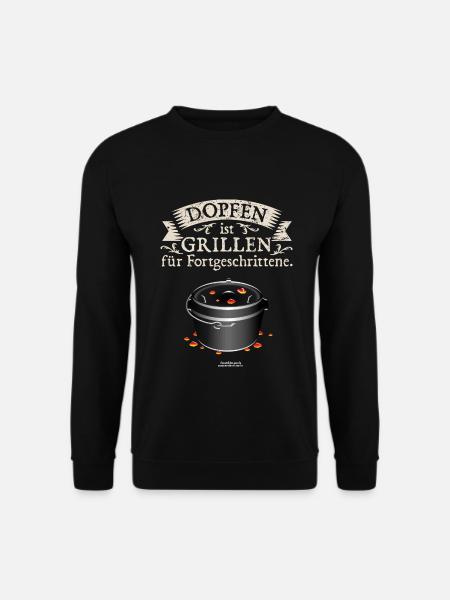 Dopfen und Grillen Dutch Oven Spruch - Unisex Pullover - Schwarz