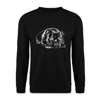 STAFFORDSHIRE BULL TERRIER Bullterrier Wilsigns - Unisex Pullover - Schwarz - Vorne - Alina (178cm) & Michal (187cm)