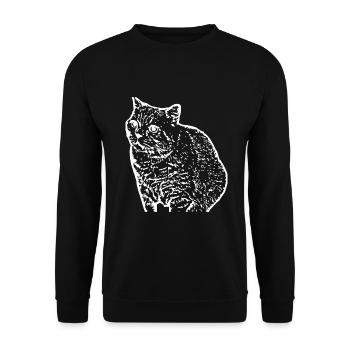 Cat White Silhouette Gift Cat Lover - Unisex Sweatshirt - black - Front - Alina (178cm) & Michal (187cm)