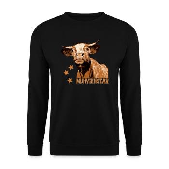 Landwirt Bauer Kuh lustige Kühe Fun Sprüche Tiere - Unisex Pullover - Schwarz - Vorne - Alina (178cm) & Michal (187cm)