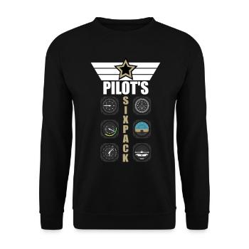 Piloten Geschenk Flugzeug Pilot Sixpack Spruch - Unisex Pullover - Schwarz - Vorne - Alina (178cm) & Michal (187cm)