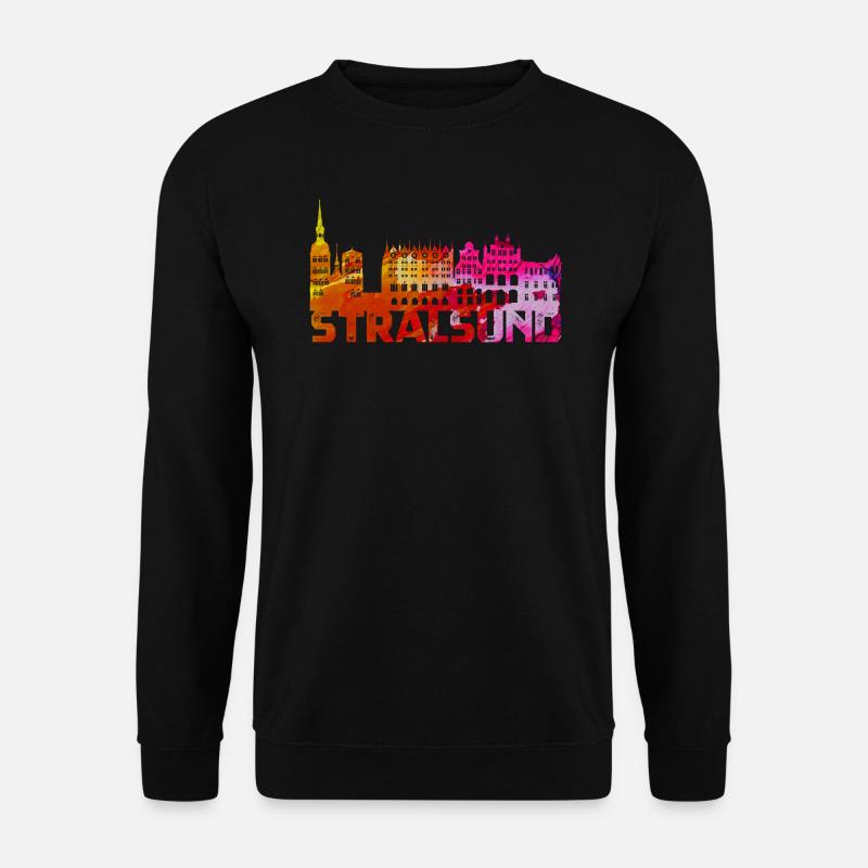 Hansestadt Stralsund Silhouette Skyline Ostsee B - Unisex Pullover - Schwarz
