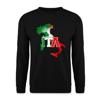 Team ITA Map Italy with Ball Pattern - Unisex Sweatshirt - black - Front - Alina (178cm) & Michal (187cm)