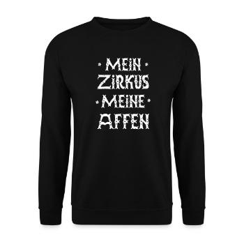 Mein Zirkus Meine Affen - Mama Papa Familen Zirkus - Unisex Pullover - Schwarz - Vorne - Alina (178cm) & Michal (187cm)