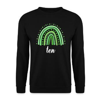 Green Rainbow Ten Years 10th Birthday - Sweat-shirt Unisexe - noir - Devant - Alina (178cm) & Michal (187cm)
